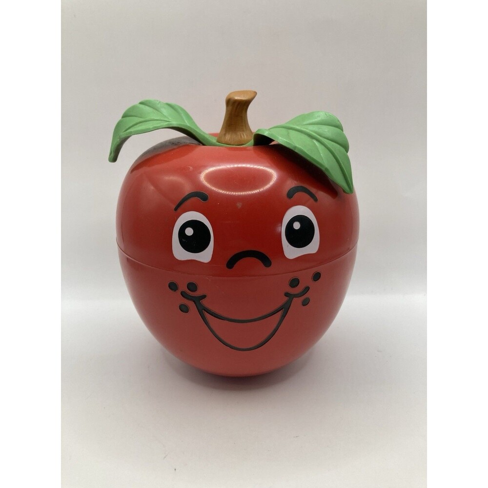 Vintage 1972 Fisher Price Happy Apple w/ Short Stem, Roly Poly Chime Toy Works